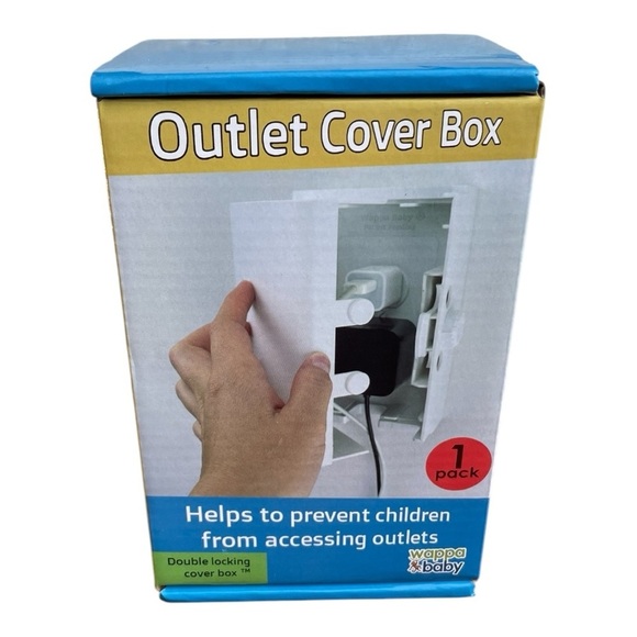 NIB Outlet Cover Box White Baby Safety Double Locking Secure Outlet Cover Box - Picture 2 of 4